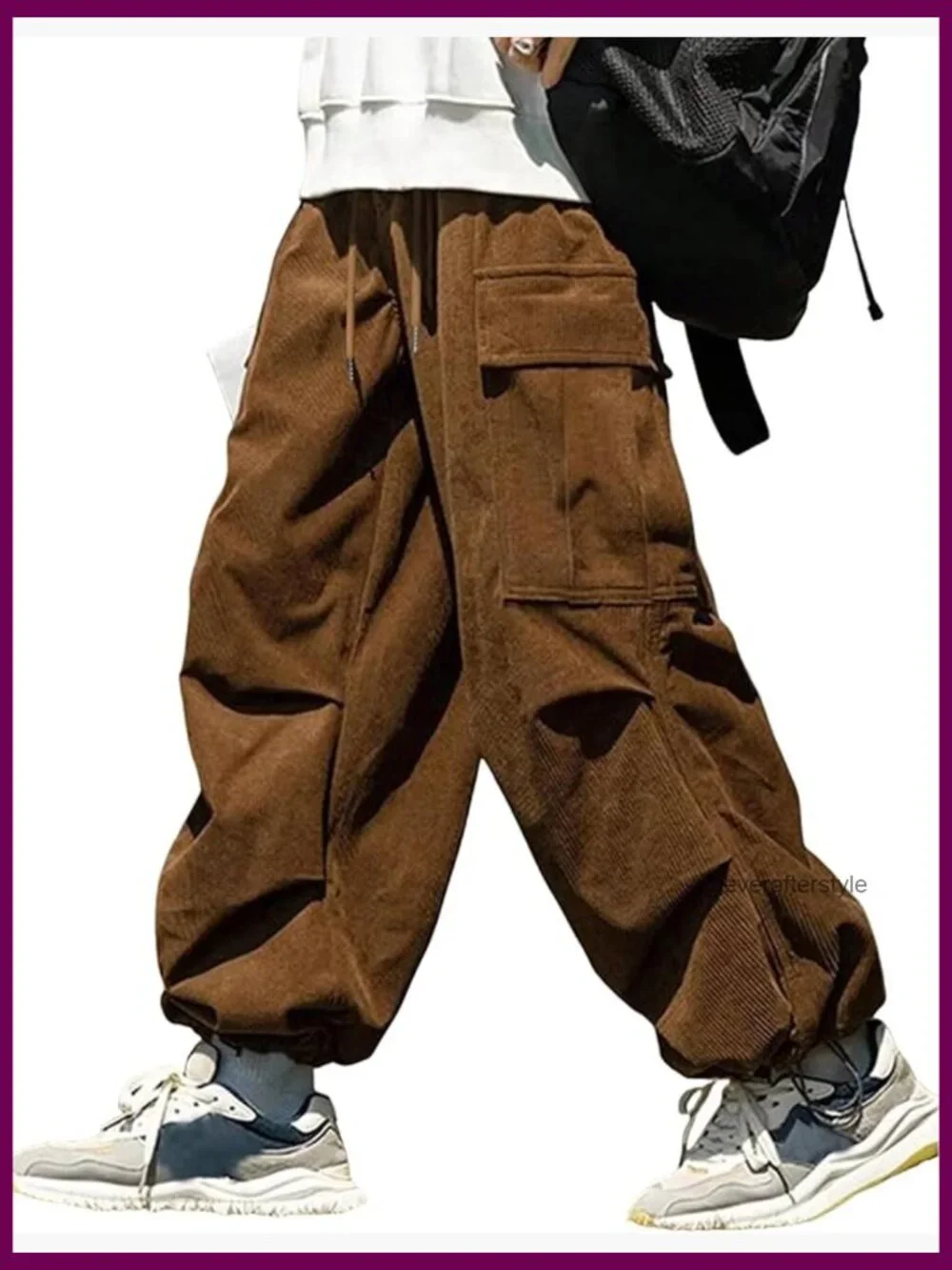 Men's Baggy Cargo Drawstring Parachute Pants - Picture 1 of 5